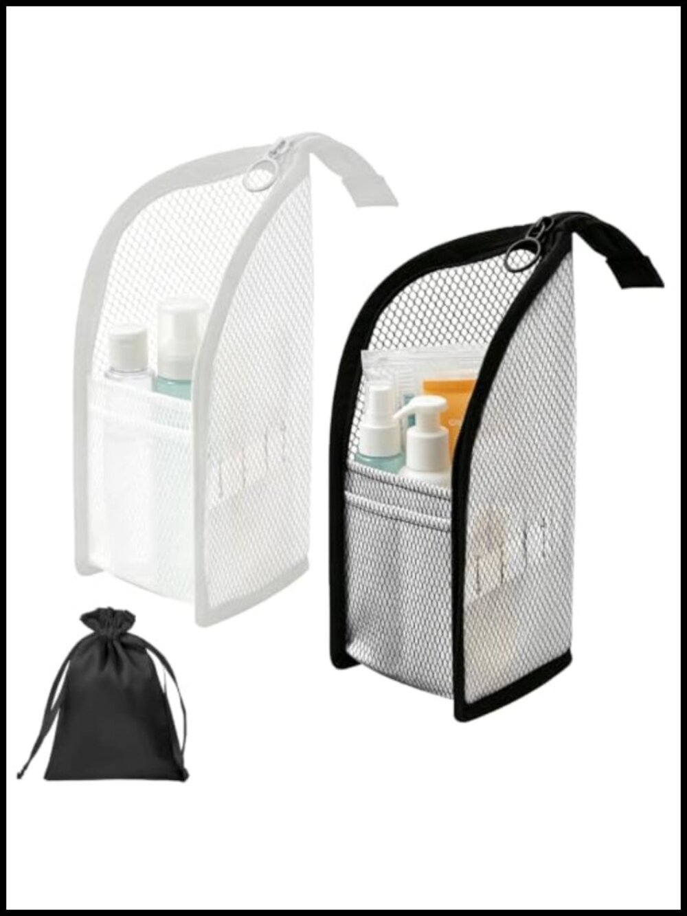 Self Standing Toiletry Bag 2 Pack Travel Makeup Organizer with Hanging Loop
